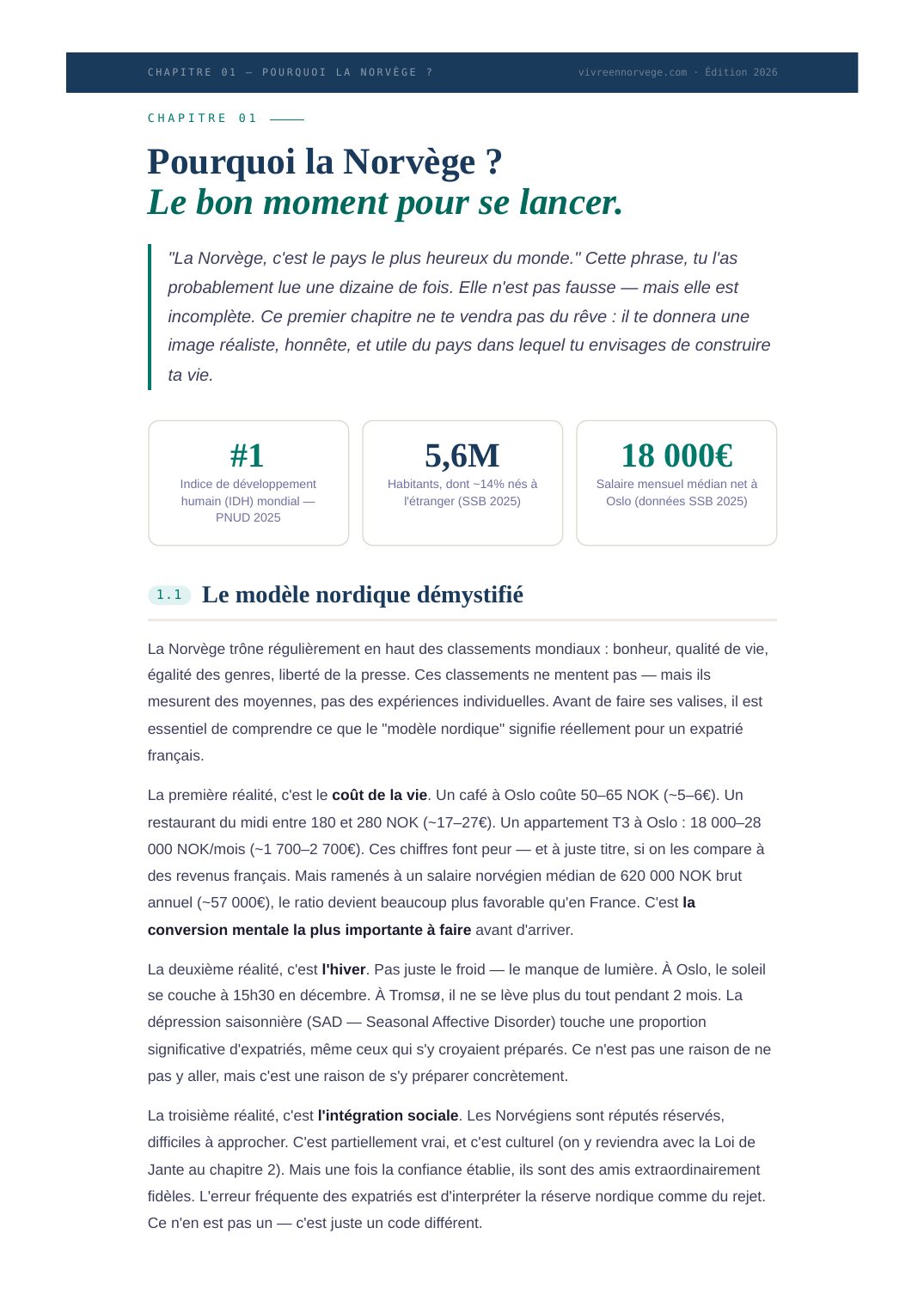 Chapitre 1 — Pourquoi la Norvège, avec chiffres officiels