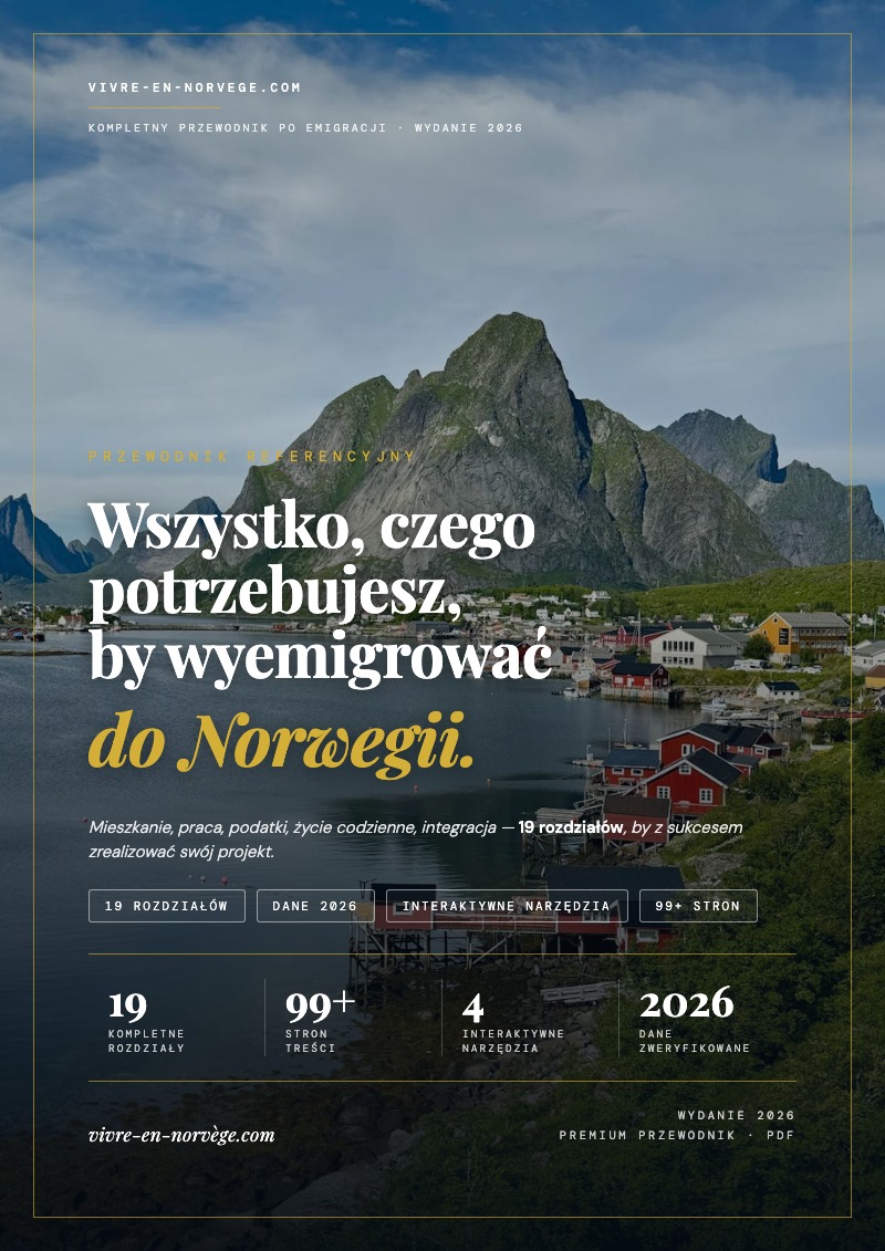 Okładka przewodnika po emigracji do Norwegii 2026 — wydanie polskie